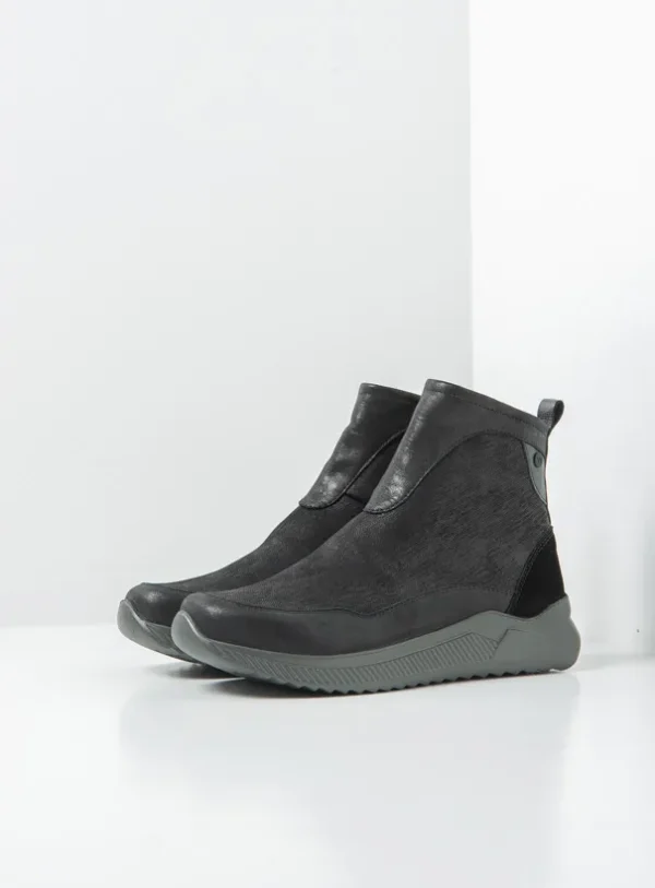 Wolky e-Stride S2F - zwart stretch/leer combi Sneakers voor dames