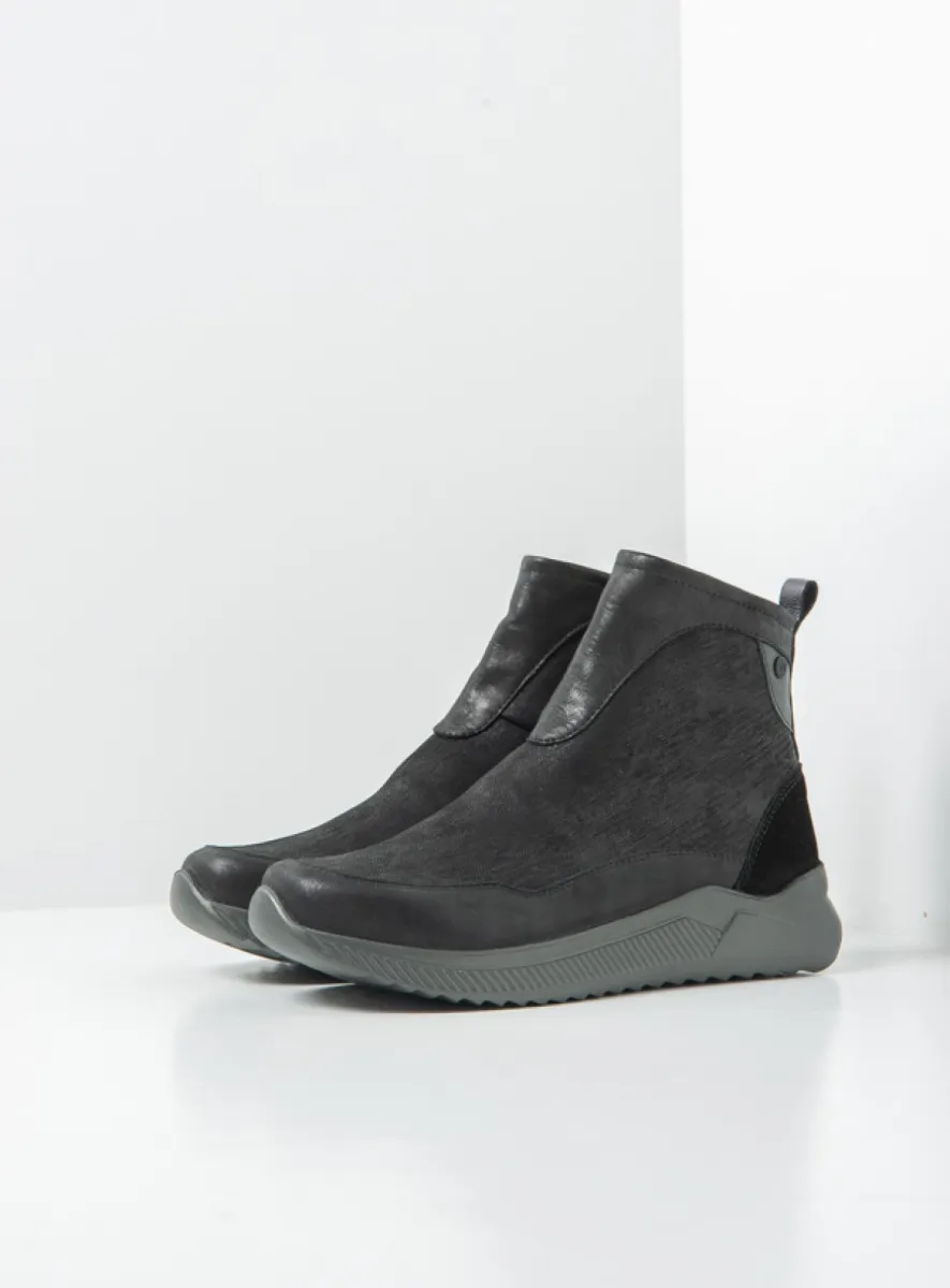 Wolky e-Stride S2F - zwart stretch/leer combi Sneakers voor dames