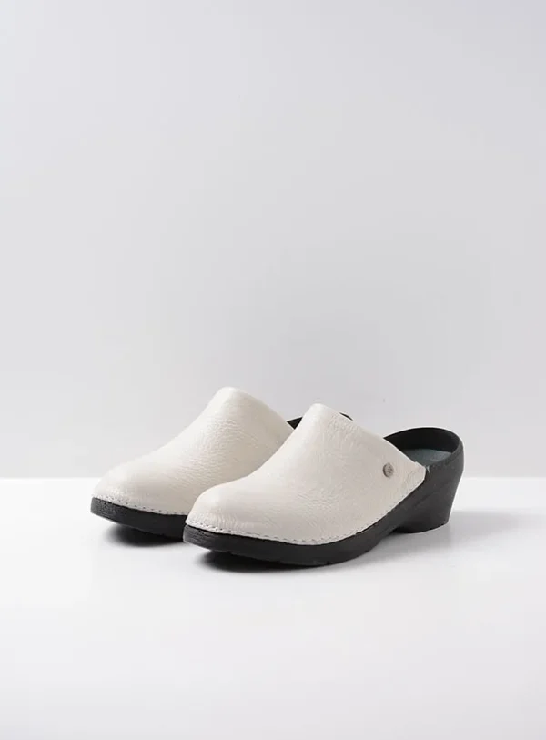Wolky Multi Clog - creme wit leer Klompen voor dames