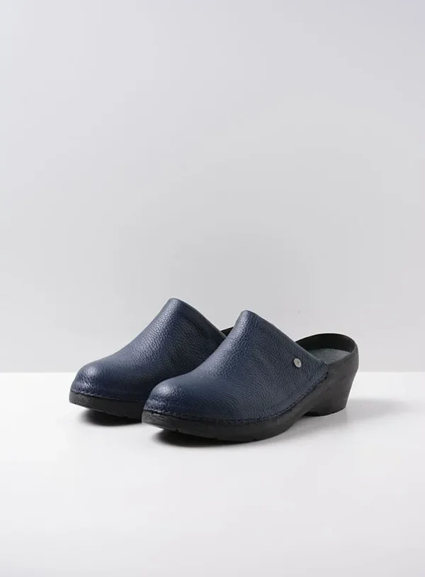 Wolky Multi Clog - blauw leer Klompen voor dames