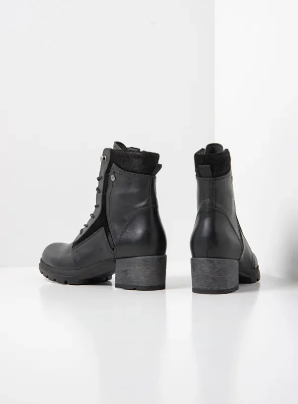 Wolky Dayton - zwart leer Biker boots voor dames