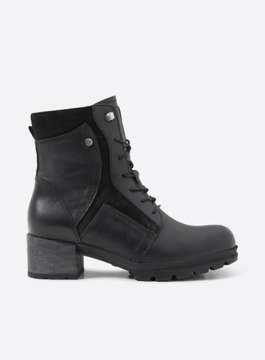 Wolky Dayton - zwart leer Biker boots voor dames