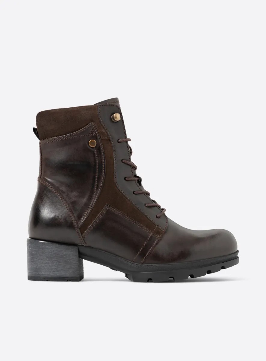 Wolky Dayton - bruin leer Biker boots voor dames