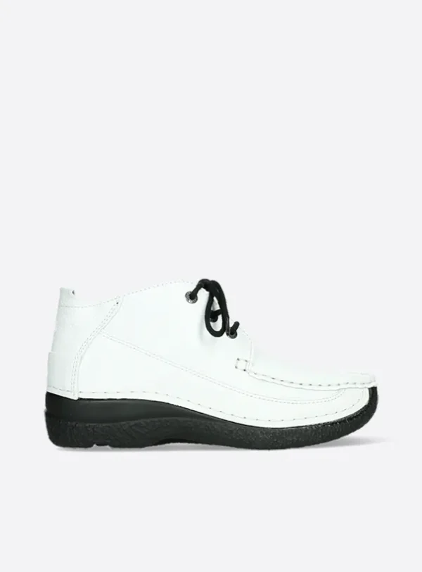 Wolky Roll Moc - wit leer Hoge veterschoenen voor dames