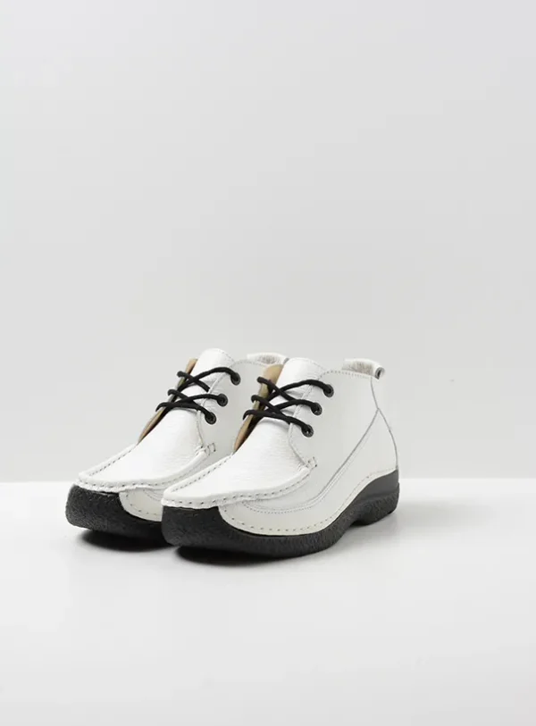 Wolky Roll Moc - wit leer Hoge veterschoenen voor dames