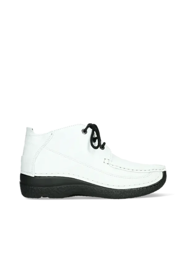 Wolky Roll Moc - wit leer Hoge veterschoenen voor dames
