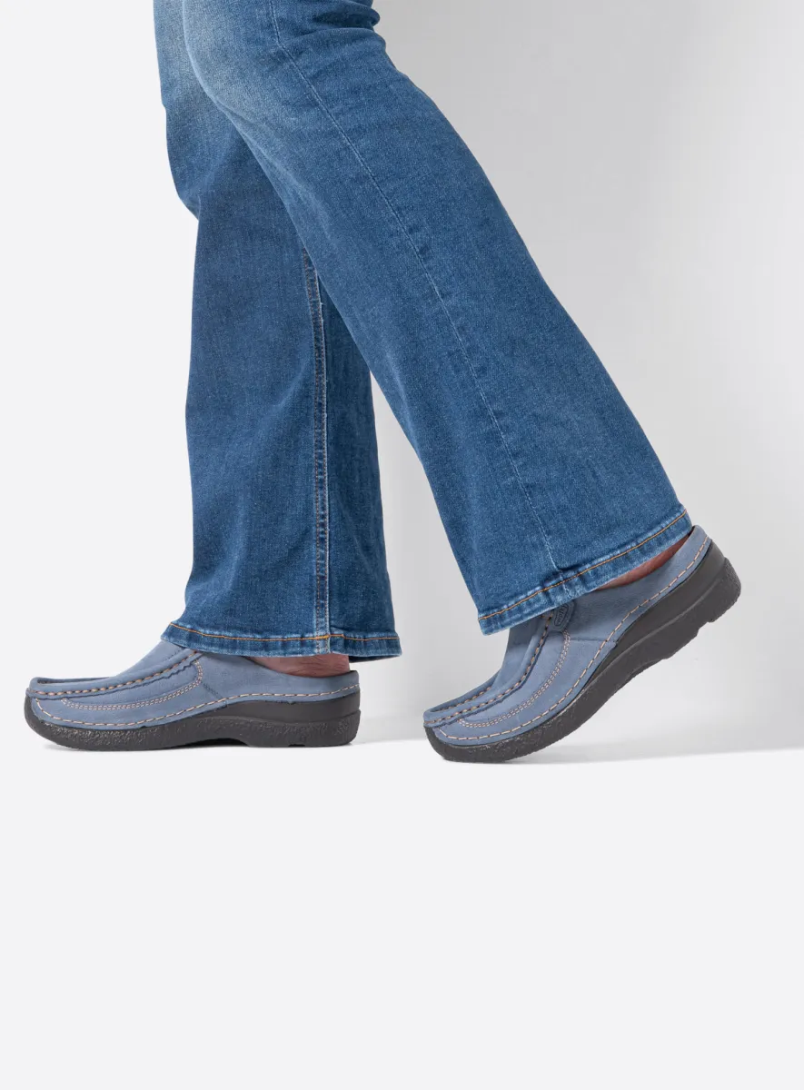 Wolky Klompen 06202 Roll Slide 13840 jeansblauw nubuck