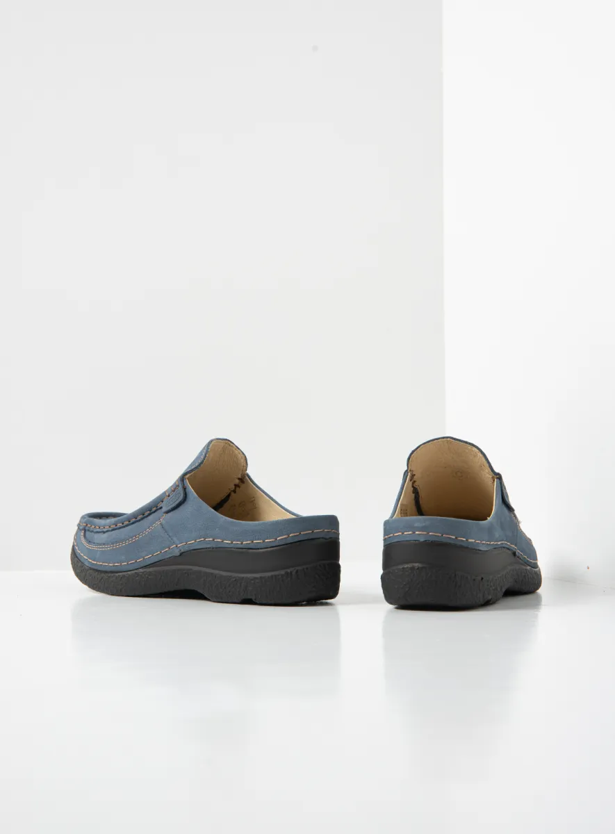 Wolky Klompen 06202 Roll Slide 13840 jeansblauw nubuck
