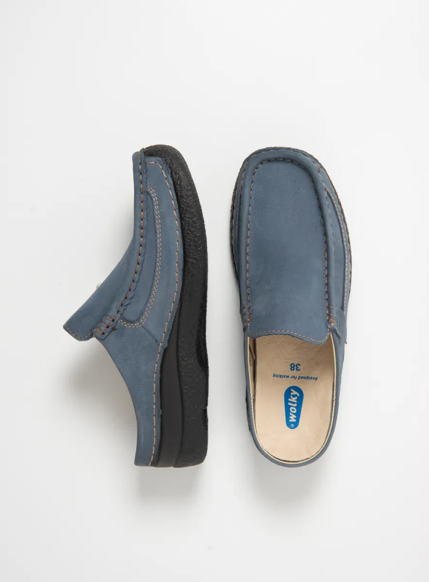 Wolky Klompen 06202 Roll Slide 13840 jeansblauw nubuck