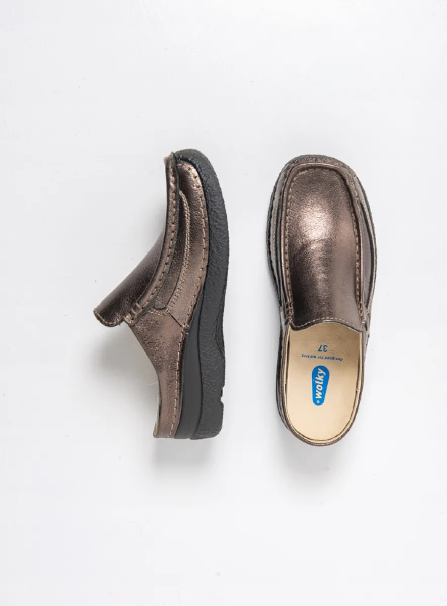Wolky Klompen 06202 Roll Slide 23203 brons metallic leer