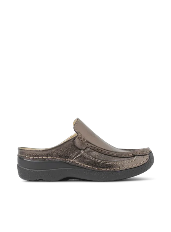 Wolky Roll Slide - brons metallic leer Klompen voor dames