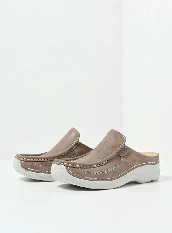 Wolky Roll Slide - safari effectleer Klompen voor dames