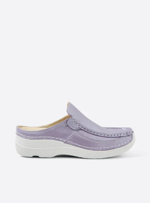Wolky Roll Slide - lavendel glansleer Klompen voor dames