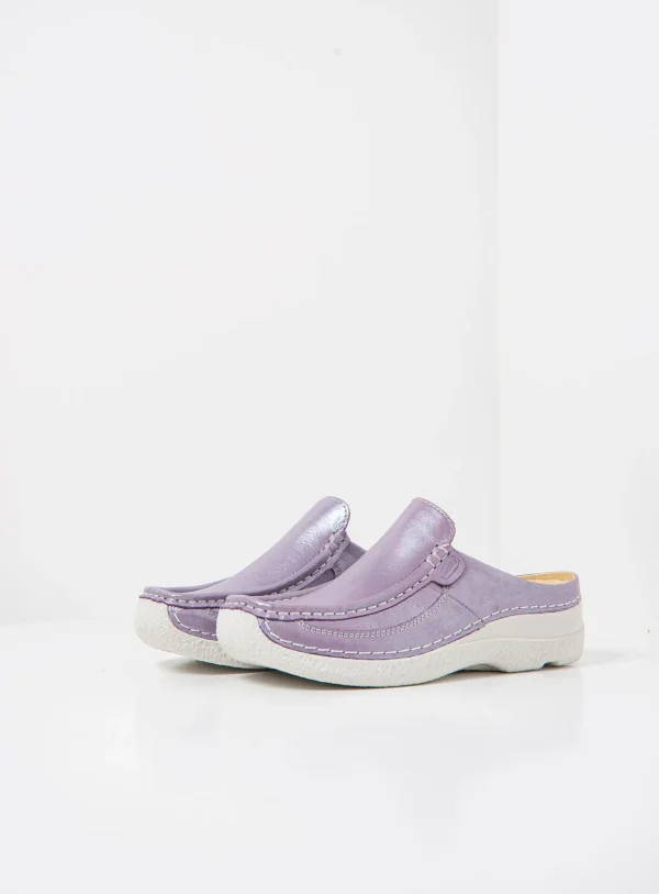 Wolky Roll Slide - lavendel glansleer Klompen voor dames