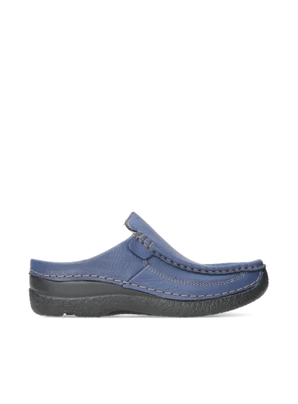Wolky Roll Slide - sky-blue leer Klompen voor dames