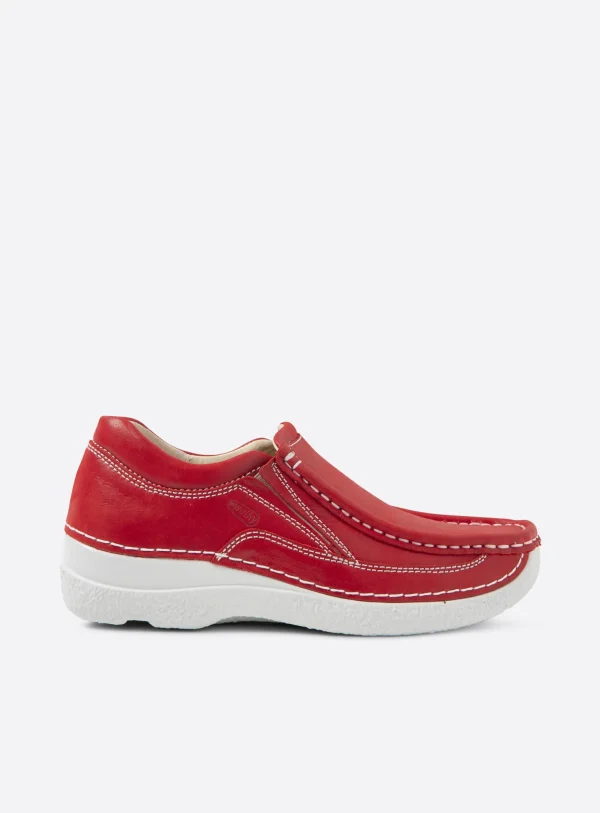 Wolky Roll Sneaker - rood effectleer Instappers voor dames