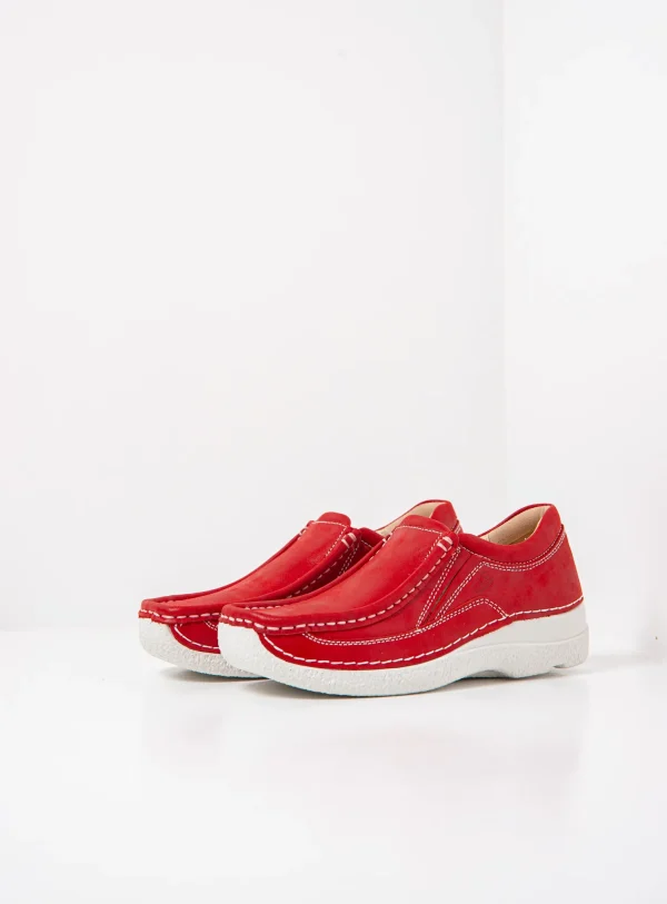 Wolky Roll Sneaker - rood effectleer Instappers voor dames