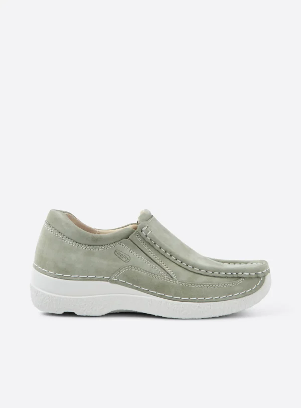 Wolky Roll Sneaker - saliegroen effectleer Instappers voor dames