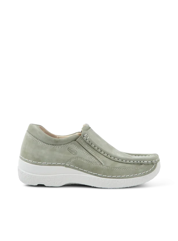 Wolky Roll Sneaker - saliegroen effectleer Instappers voor dames