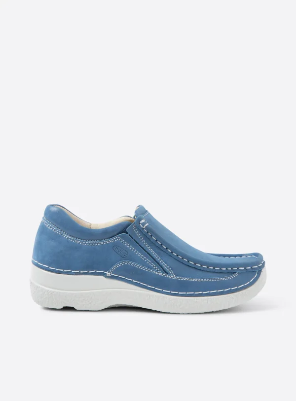 Wolky Roll Sneaker - blauw effectleer Instappers voor dames