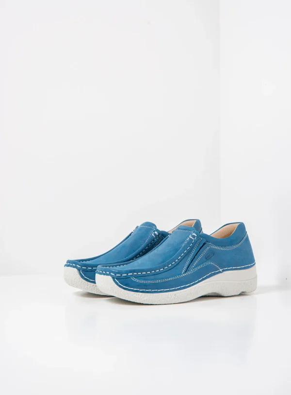 Wolky Roll Sneaker - blauw effectleer Instappers voor dames