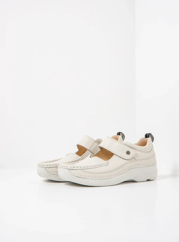 Wolky Roll Combi - offwhite leer Bandschoenen voor dames
