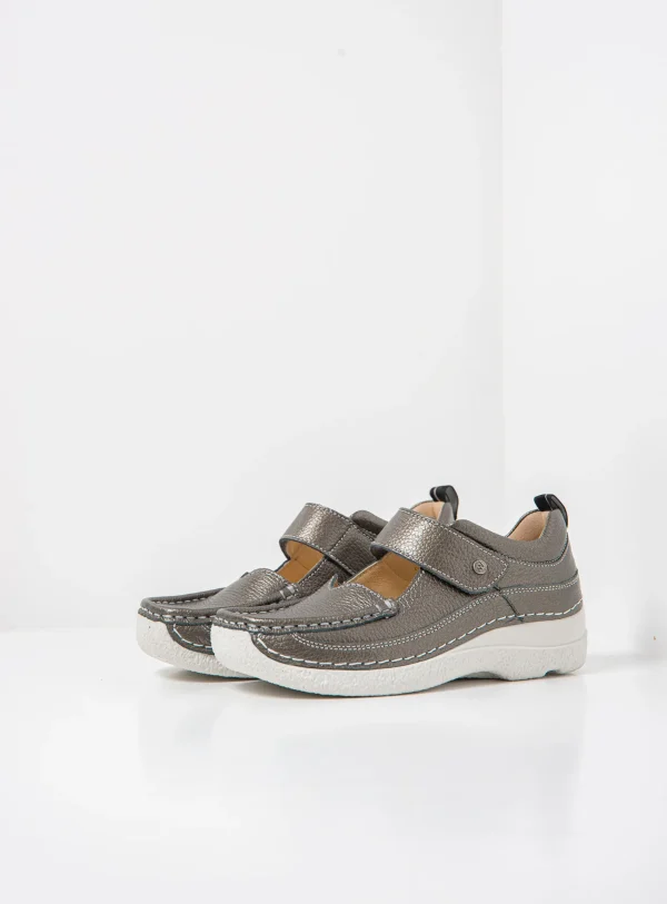 Wolky Roll Combi - antraciet leer Bandschoenen voor dames