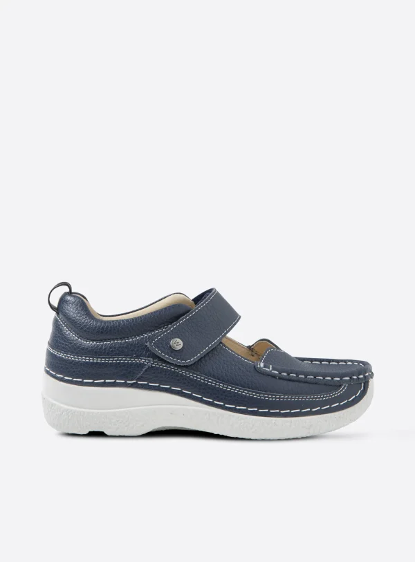 Wolky Roll Combi - blauw leer Bandschoenen voor dames