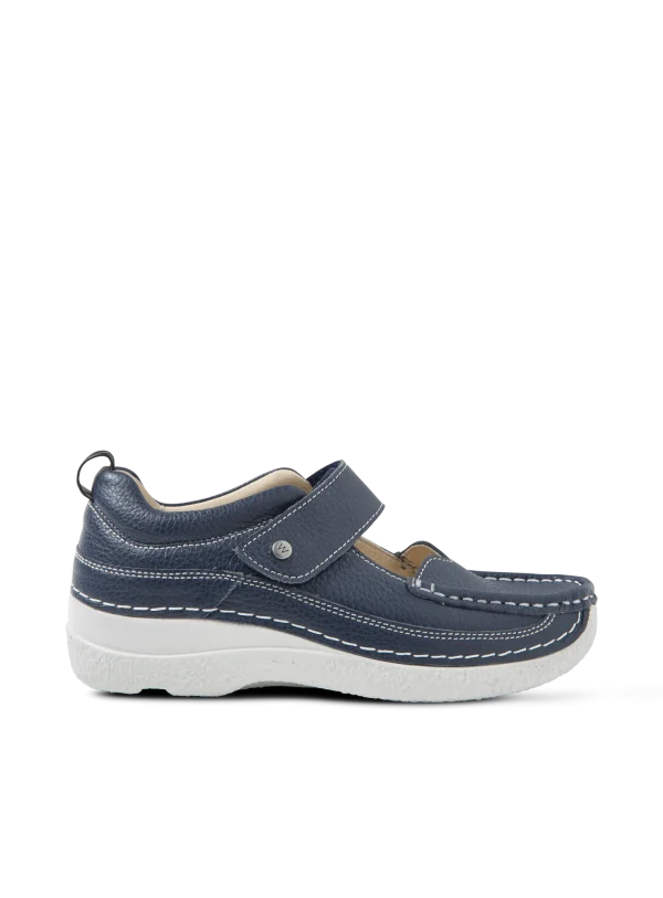 Wolky Roll Combi - blauw leer Bandschoenen voor dames