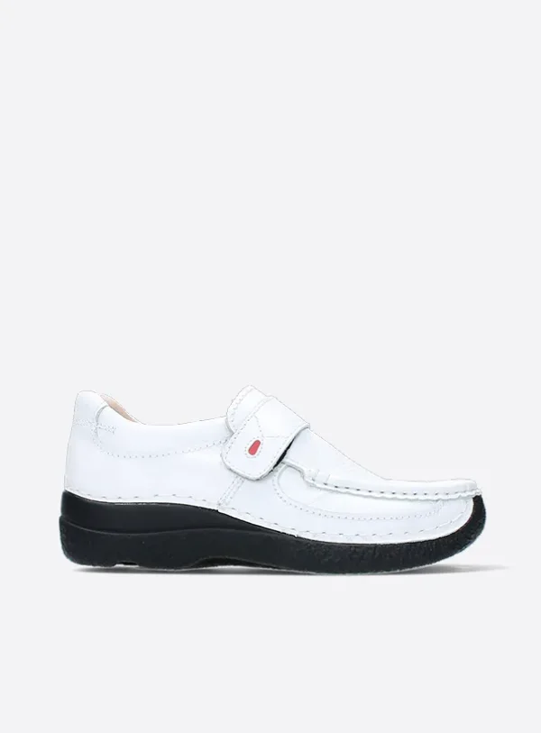 Wolky Roll Strap - wit leer Bandschoenen voor dames