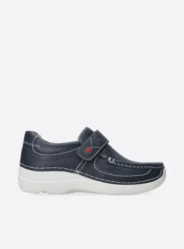 Wolky Roll Strap - blauw leer Bandschoenen voor dames