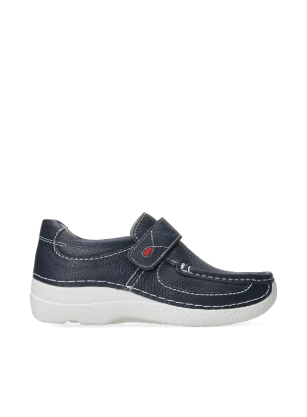 Wolky Roll Strap - blauw leer Bandschoenen voor dames