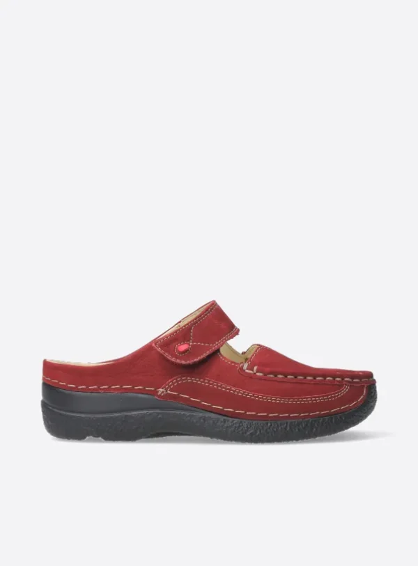 Wolky Roll Slipper - kersenrood nubuck Klompen voor dames