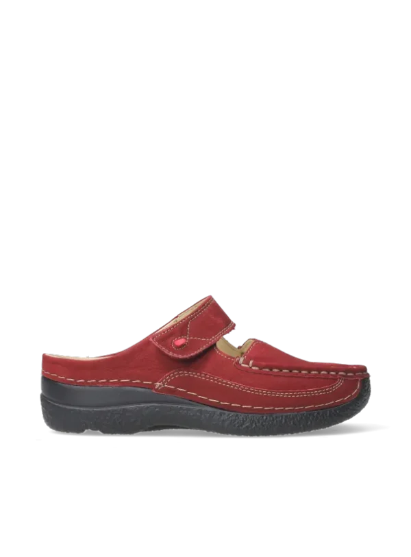 Wolky Roll Slipper - kersenrood nubuck Klompen voor dames