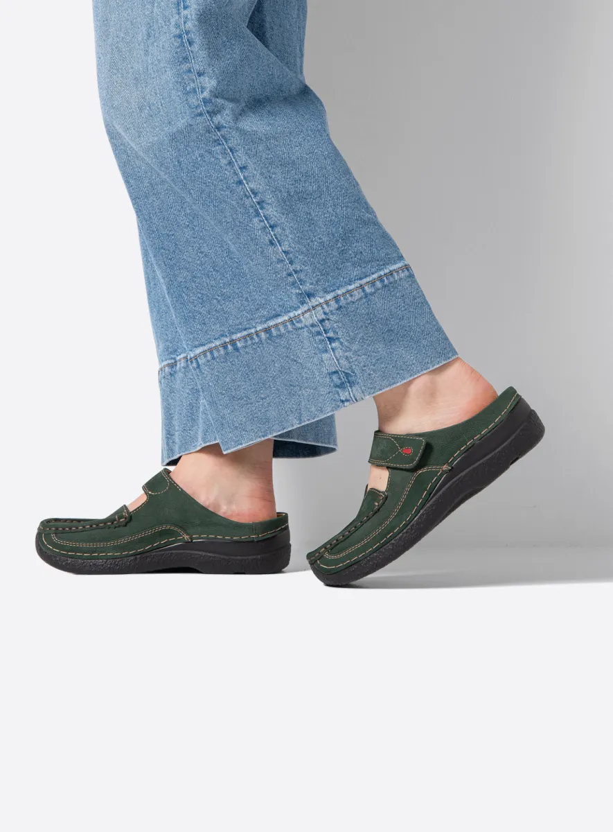 Wolky Klompen 06227 Roll Slipper 13719 groen nubuck