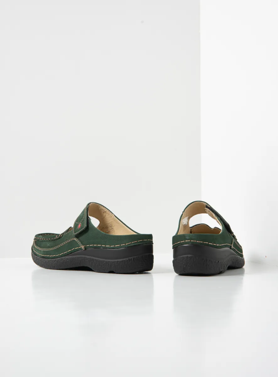 Wolky Klompen 06227 Roll Slipper 13719 groen nubuck