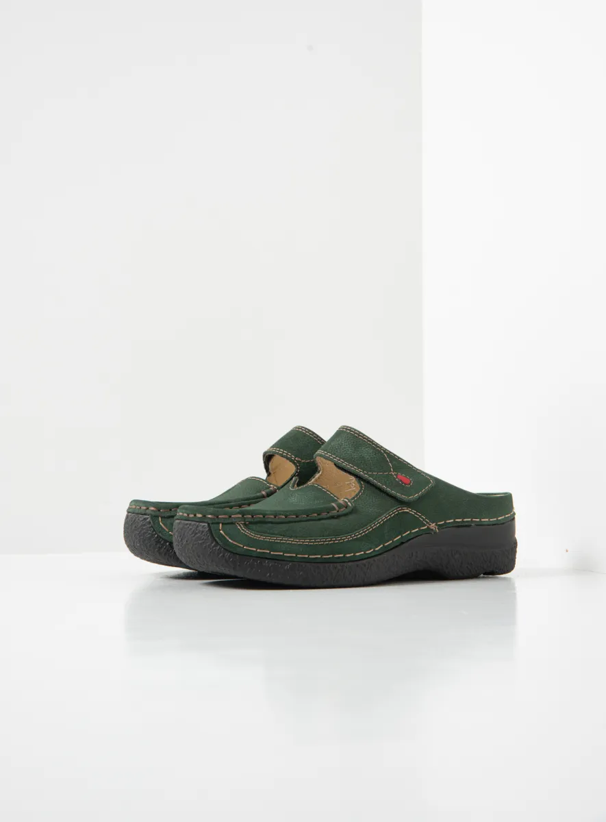 Wolky Klompen 06227 Roll Slipper 13719 groen nubuck