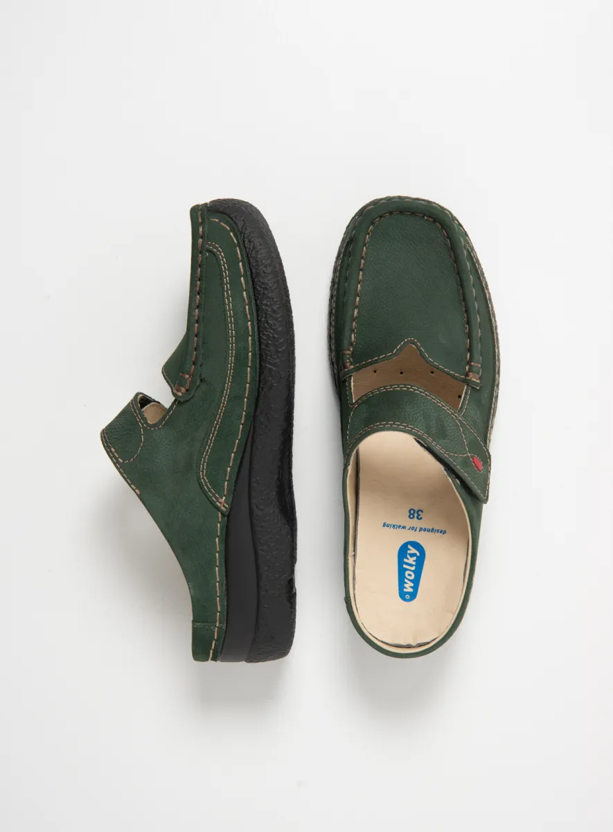 Wolky Klompen 06227 Roll Slipper 13719 groen nubuck