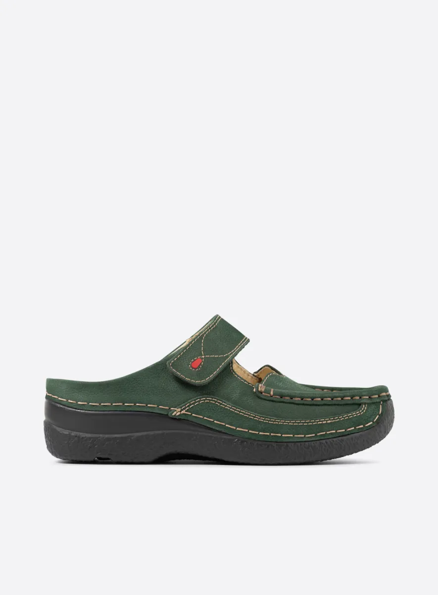 Wolky Klompen 06227 Roll Slipper 13719 groen nubuck