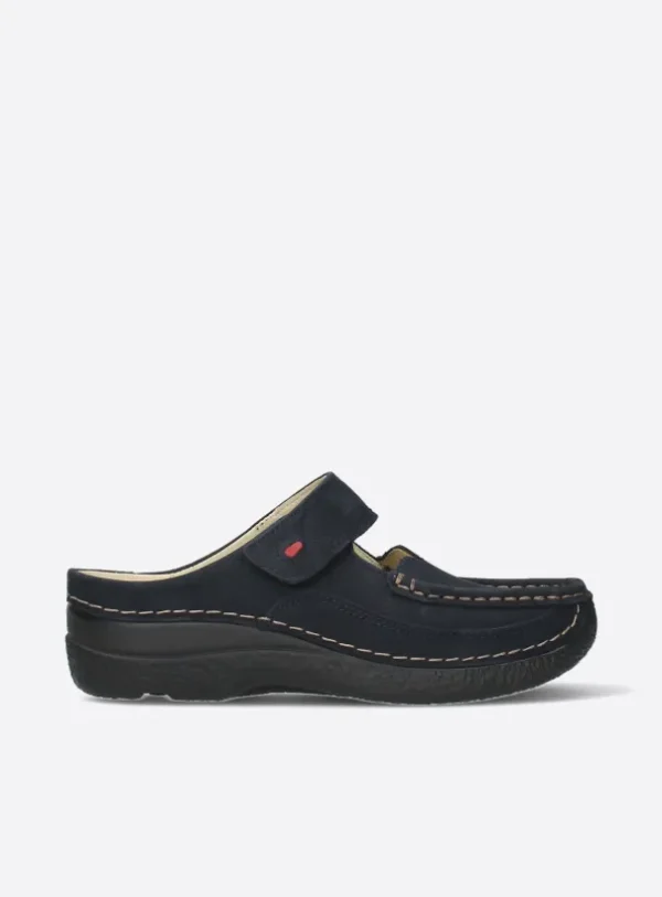 Wolky Roll Slipper - blauw nubuck Klompen voor dames