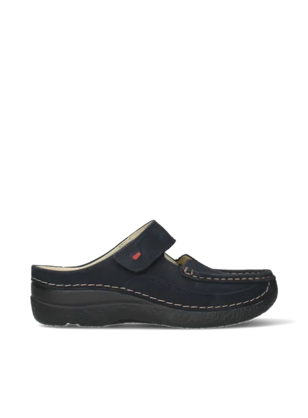 Wolky Roll Slipper - blauw nubuck Klompen voor dames