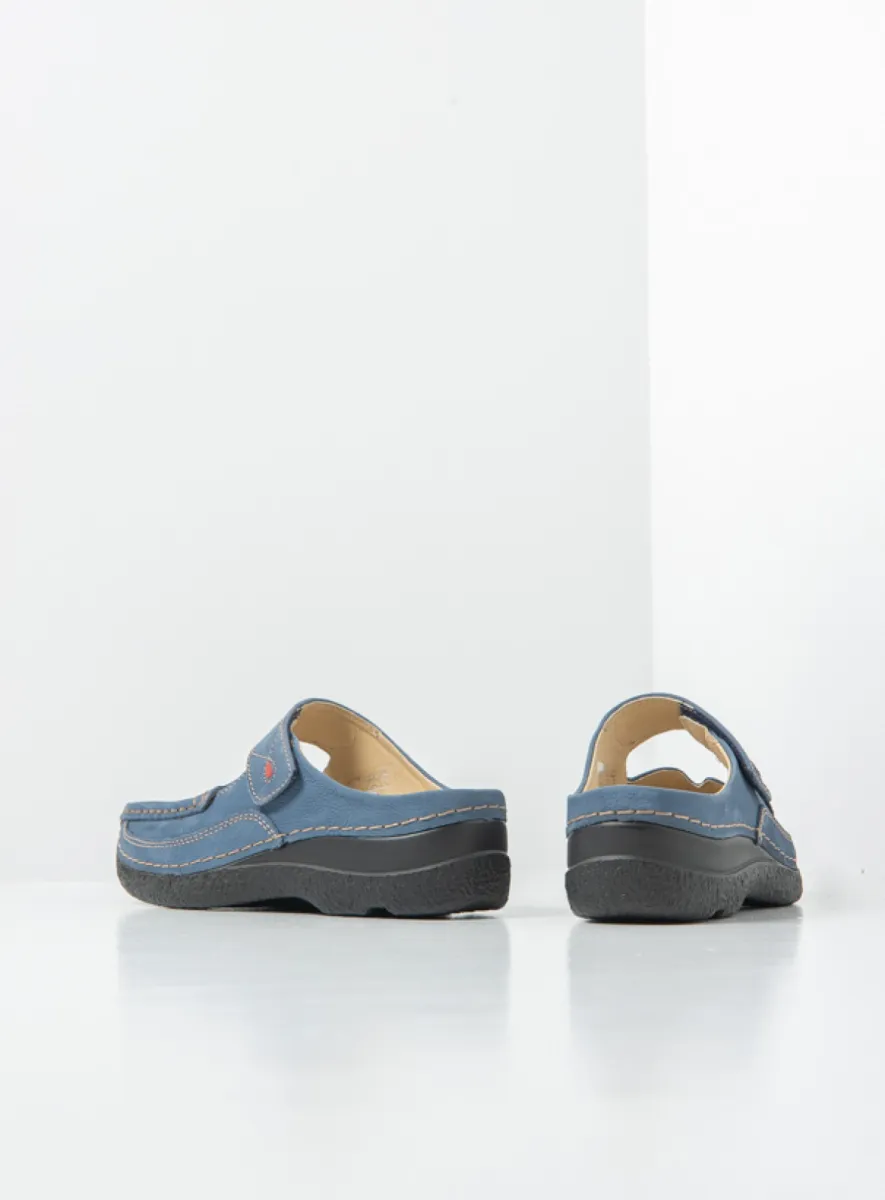 Wolky Klompen 06227 Roll Slipper 13840 jeansblauw nubuck