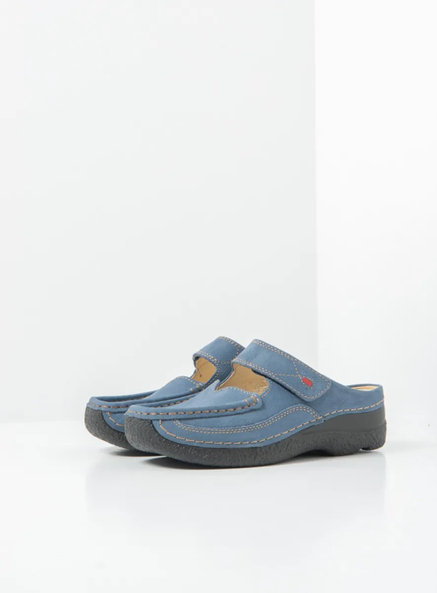 Wolky Klompen 06227 Roll Slipper 13840 jeansblauw nubuck