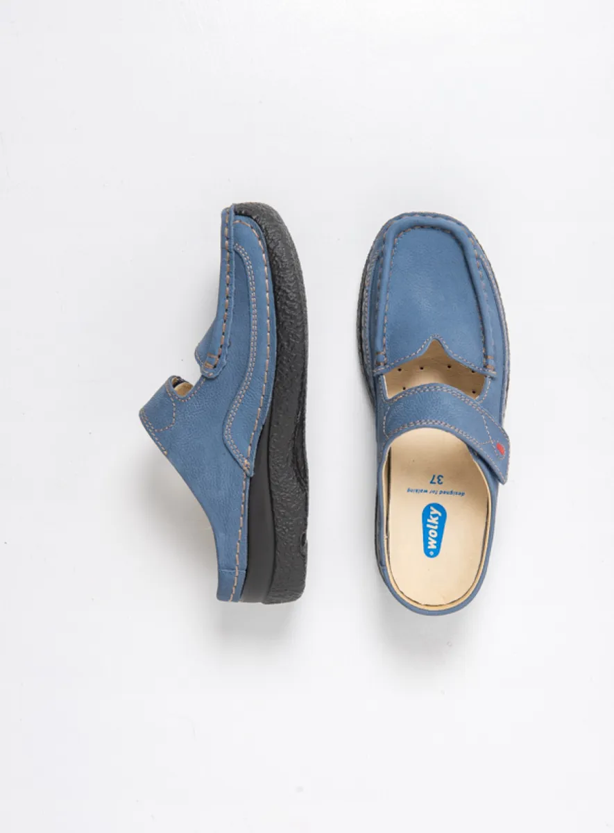 Wolky Klompen 06227 Roll Slipper 13840 jeansblauw nubuck