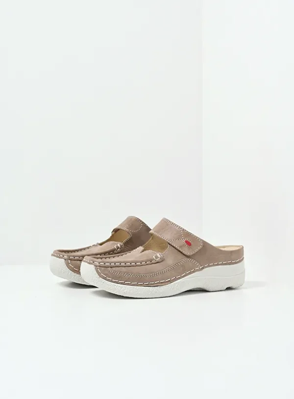 Wolky Roll Slipper - safari effectleer Klompen voor dames