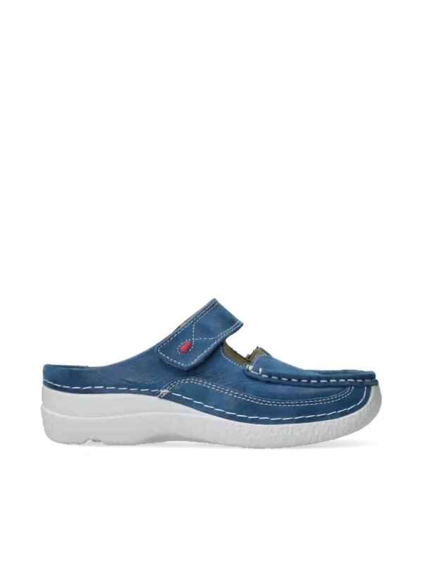 Wolky Roll Slipper - blauw effectleer Klompen voor dames