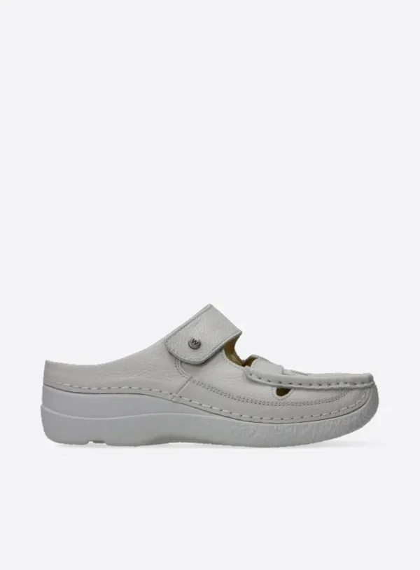 Wolky Roll Talaria - offwhite leer Klompen voor dames