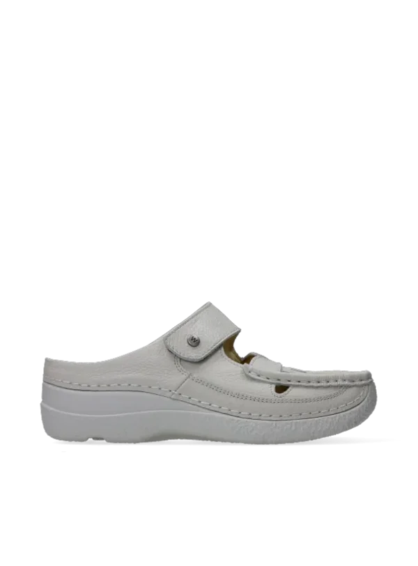 Wolky Roll Talaria - offwhite leer Klompen voor dames