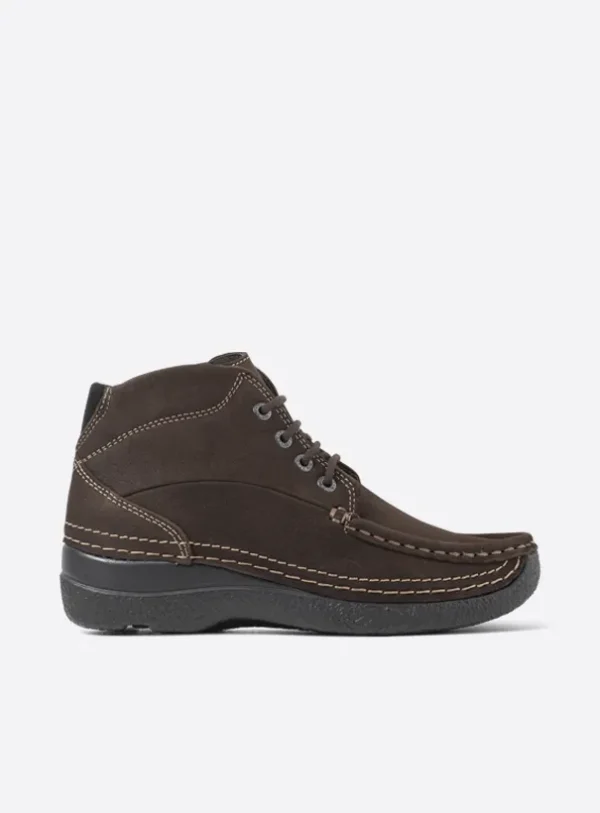 Wolky Roll Shoot - bruin nubuck Veterschoenen voor dames