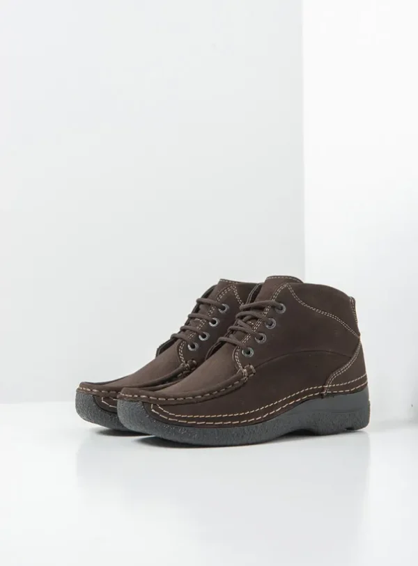 Wolky Roll Shoot - bruin nubuck Veterschoenen voor dames